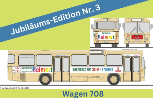 Rietze 72334-2 MAN SL 200 Hagener Straßenbahn 708 - Helmert