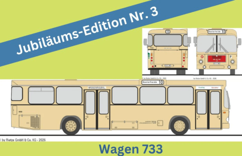 Rietze 72334-3 MAN SL 200 Hagener Straßenbahn 733 ohne Werbung