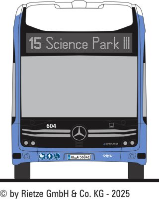 Preview: Rietze 77632-2 Mercedes-Benz eCitaro G SWU Ulm Wagen 604, Linie 15