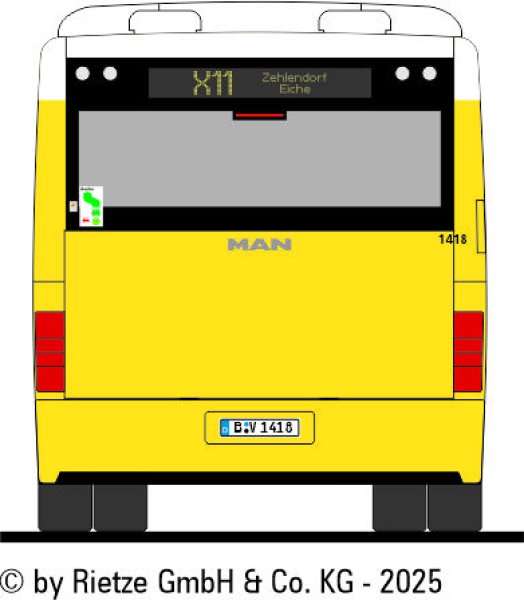 Rietze 65472-1 MAN NL BVG neutral, Linie X11, Wagen 1418