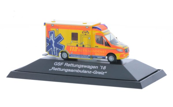 Rietze 76175 Mercedes-Benz Sprinter GSF RTW ´18 Rettungsambulanz Greiz