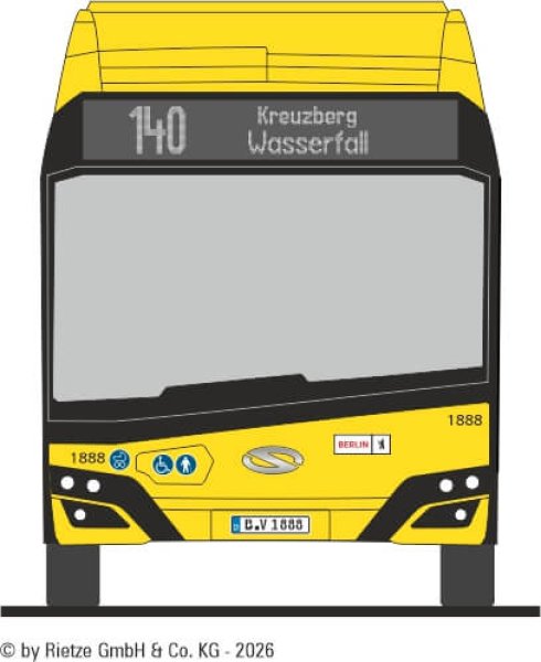 Rietze 76818-1 Solaris Urbino 12 '19 electric 2-türig BVG, Linie 140, Wg. 1888